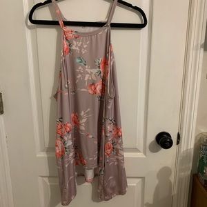 Purple/taupe flowy floral high neck tank